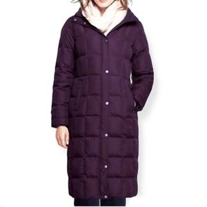 Lands’ End Down Chalet Purple Hooded Long Coat